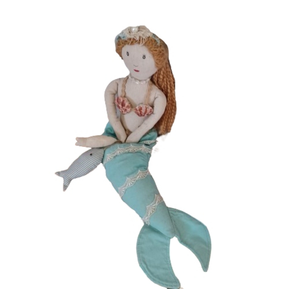 Decorative Sitting Shelf Mermaid Doll with Blue Tail Room Decor Home Decor